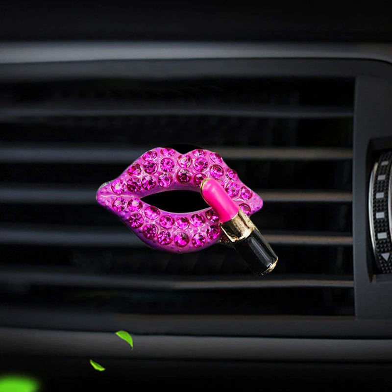 Car Perfume Clip Creative Diamond-Studded Red Lips Outlet Aromatherapy Clip Car Interior Jewelry Decoration Car Decoration