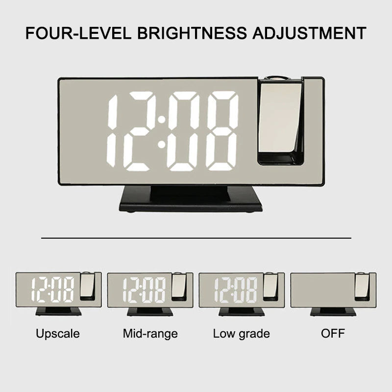 "Transform Your Bedroom with our LED Digital Projection Alarm Clock - Wake up to a Stunning Time Display on Your Ceiling - Dual Loud Bedside Clock with Mute Option!"