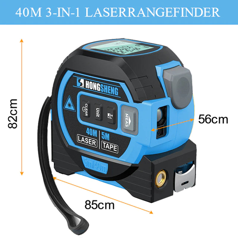 "Ultimate 3-in-1 Laser Tape Measure: High-Precision Rangefinder, Smart Electronic Ruler, and 5M Tape - Perfect for Building and Beyond!"