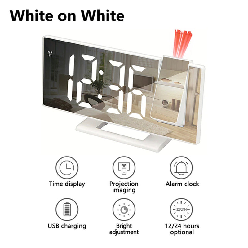 "Transform Your Bedroom with our LED Digital Projection Alarm Clock - Wake up to a Stunning Time Display on Your Ceiling - Dual Loud Bedside Clock with Mute Option!"