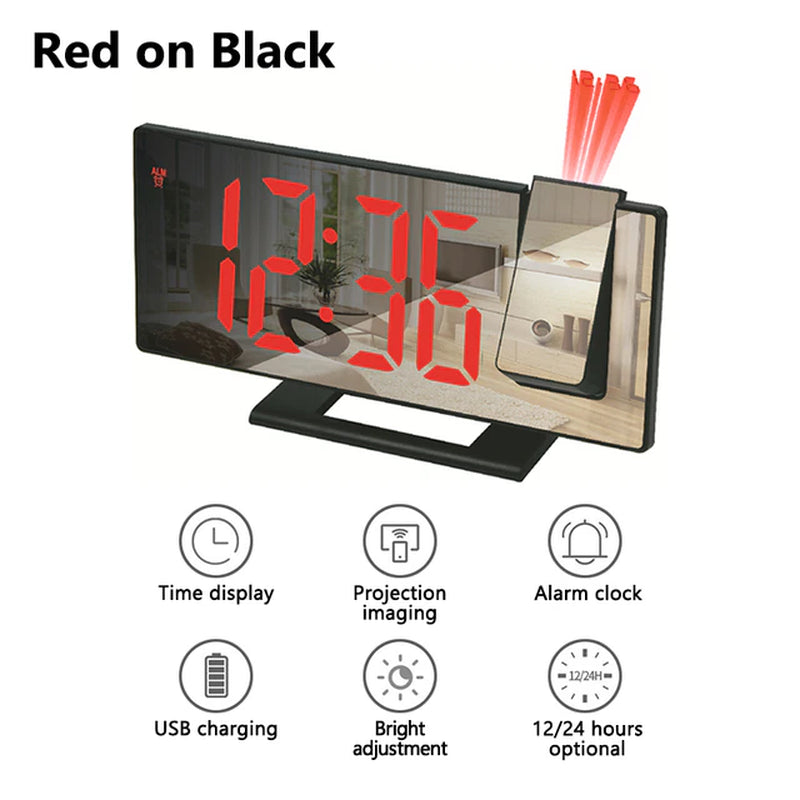 "Transform Your Bedroom with our LED Digital Projection Alarm Clock - Wake up to a Stunning Time Display on Your Ceiling - Dual Loud Bedside Clock with Mute Option!"