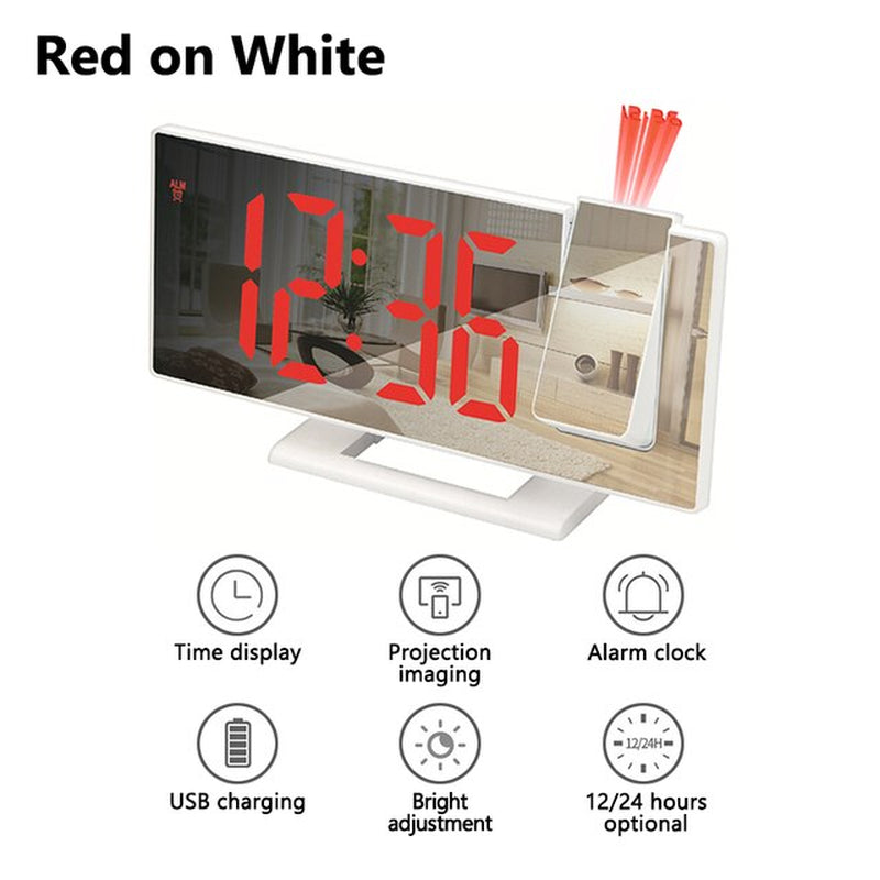 "Transform Your Bedroom with our LED Digital Projection Alarm Clock - Wake up to a Stunning Time Display on Your Ceiling - Dual Loud Bedside Clock with Mute Option!"