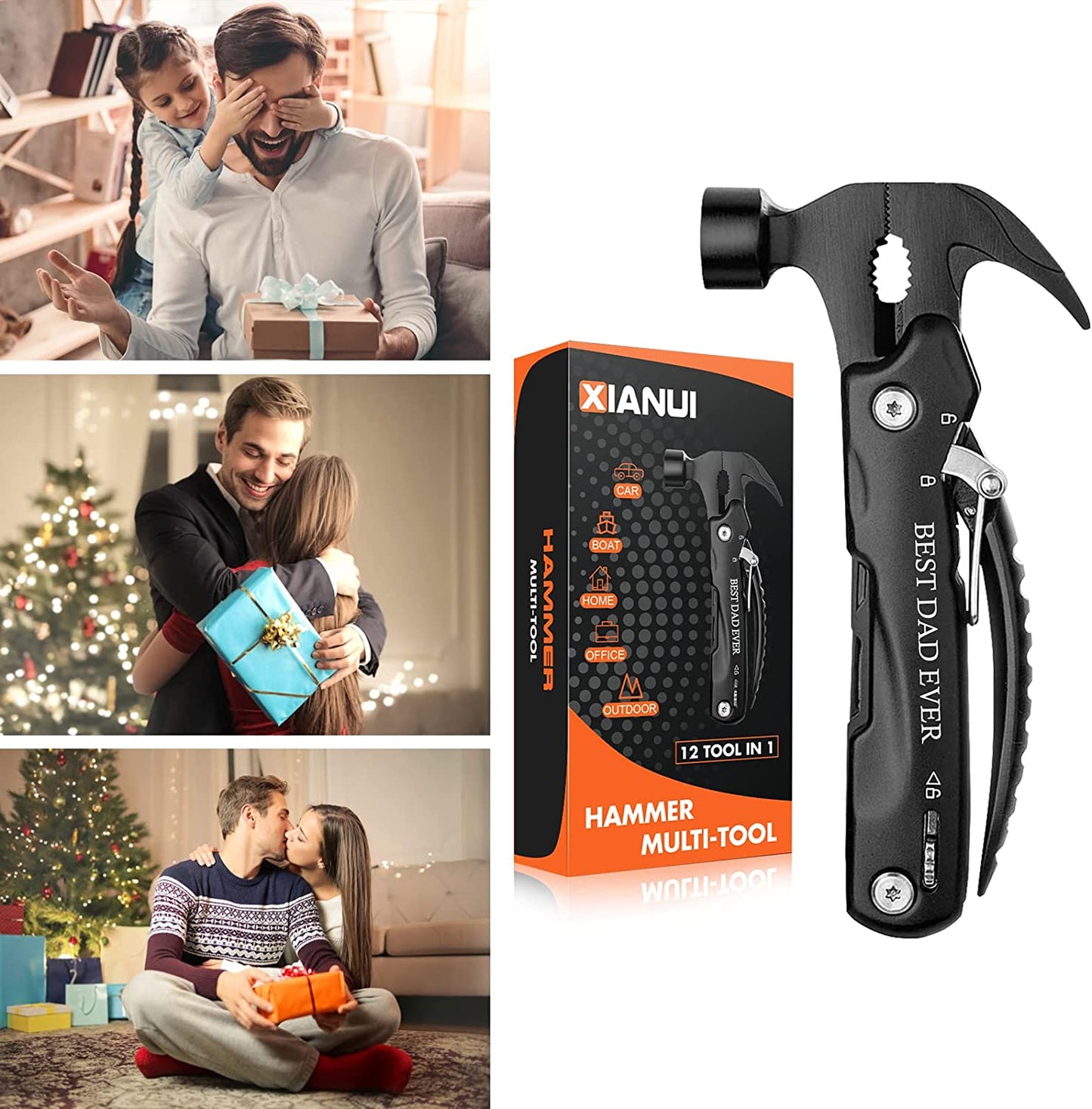 "Father's Day Multitool Hammer - The Ultimate Gift for the World's Greatest Dad! Surprise Him with a One-of-a-Kind Present and Unforgettable Christmas Gifts from Loved Ones - Perfect Stocking Stuffers for the Dad Who Deserves Everything!"