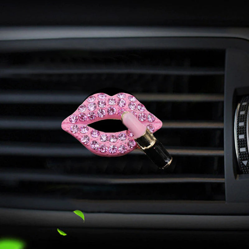 Car Perfume Clip Creative Diamond-Studded Red Lips Outlet Aromatherapy Clip Car Interior Jewelry Decoration Car Decoration