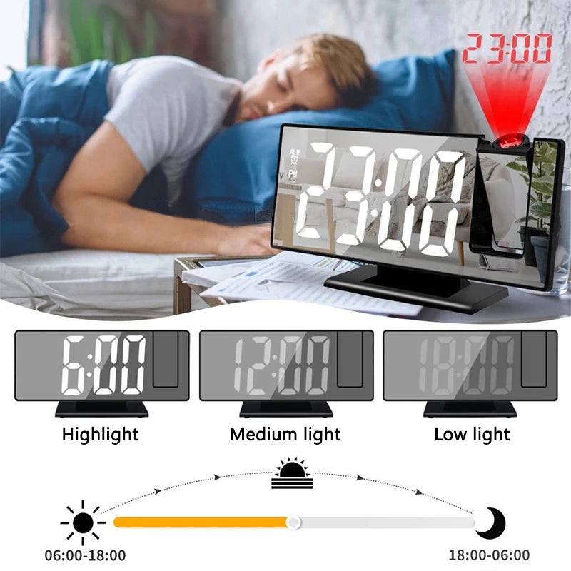 "Transform Your Bedroom with our LED Digital Projection Alarm Clock - Wake up to a Stunning Time Display on Your Ceiling - Dual Loud Bedside Clock with Mute Option!"