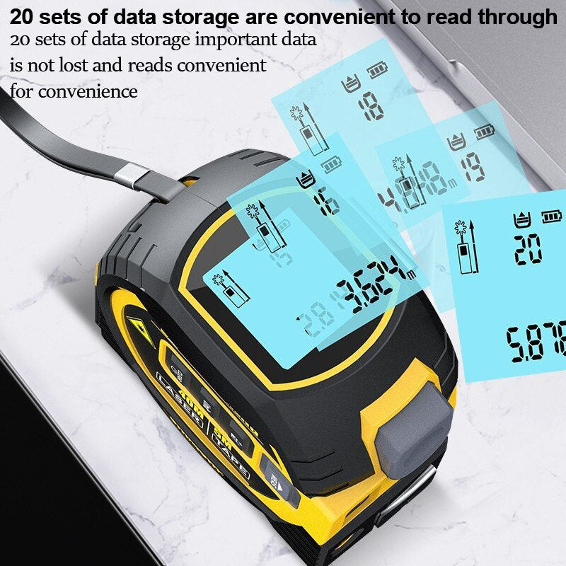 "Ultimate 3-in-1 Laser Tape Measure: High-Precision Rangefinder, Smart Electronic Ruler, and 5M Tape - Perfect for Building and Beyond!"
