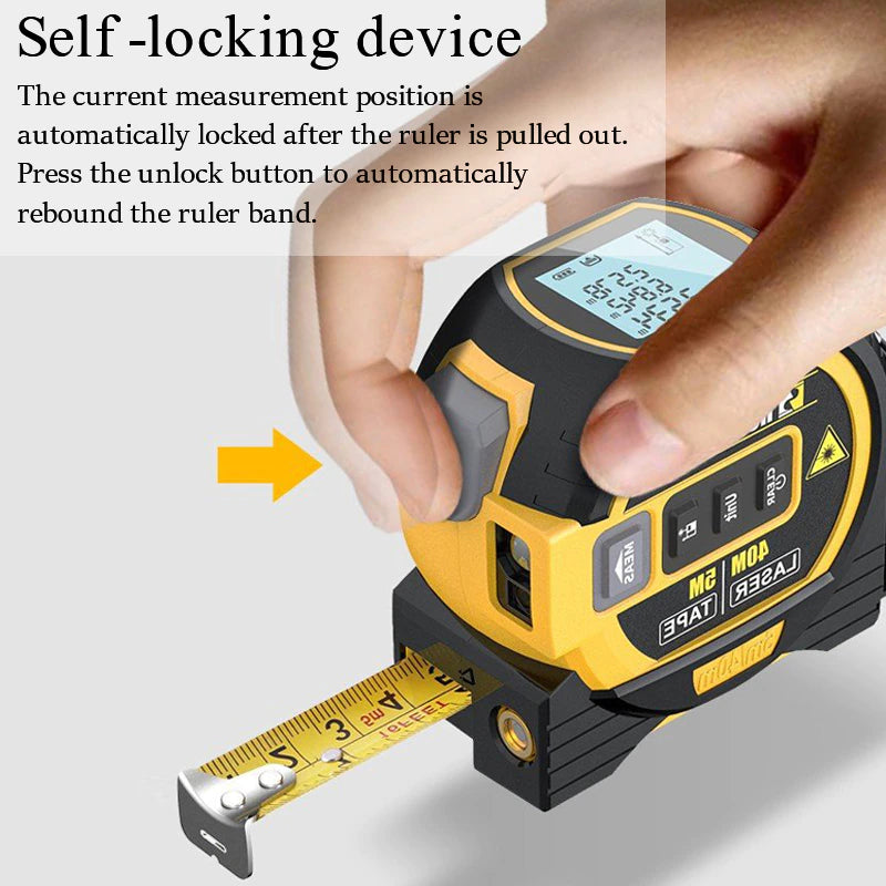 "Ultimate 3-in-1 Laser Tape Measure: High-Precision Rangefinder, Smart Electronic Ruler, and 5M Tape - Perfect for Building and Beyond!"