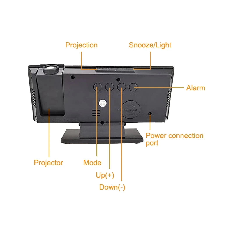 "Transform Your Bedroom with our LED Digital Projection Alarm Clock - Wake up to a Stunning Time Display on Your Ceiling - Dual Loud Bedside Clock with Mute Option!"