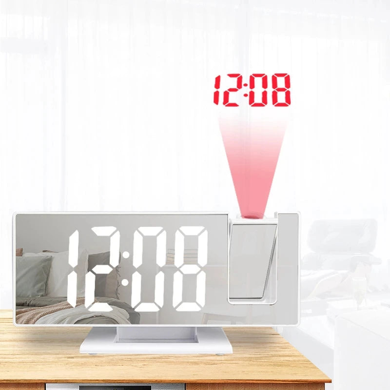 "Transform Your Bedroom with our LED Digital Projection Alarm Clock - Wake up to a Stunning Time Display on Your Ceiling - Dual Loud Bedside Clock with Mute Option!"