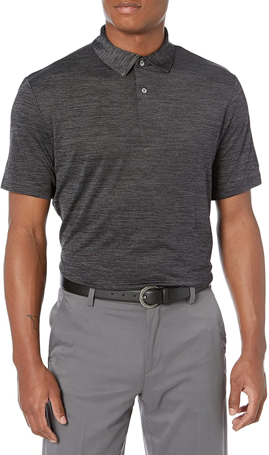 Men'S Space Dye Texture Short Sleeve Golf Polo Shirt