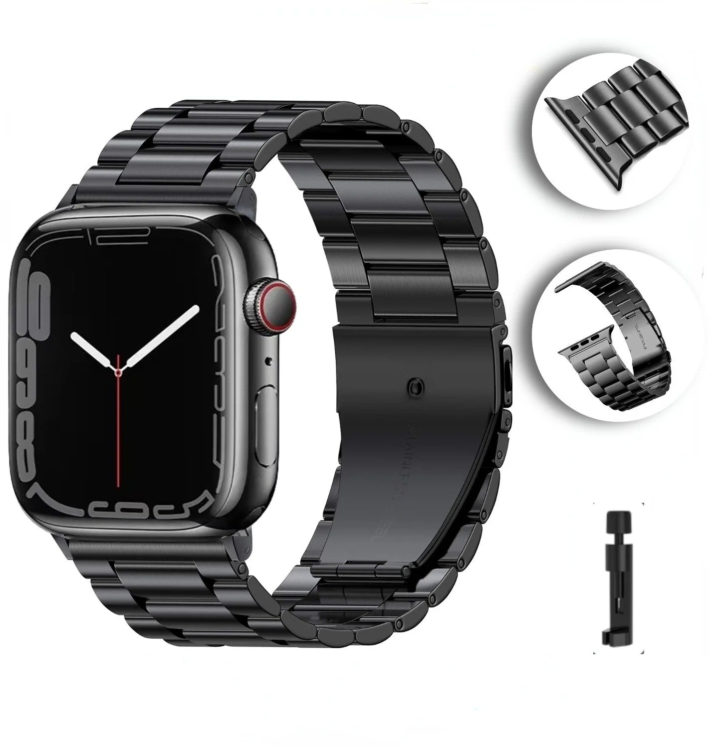 Stainless Steel Metal Strap for Apple Watch - Ultra 49mm, Compatible with Apple Watch Series 6/5/4/3/SE - 45mm, 41mm, 44mm, 42mm, 40mm