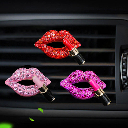 Car Perfume Clip Creative Diamond-Studded Red Lips Outlet Aromatherapy Clip Car Interior Jewelry Decoration Car Decoration