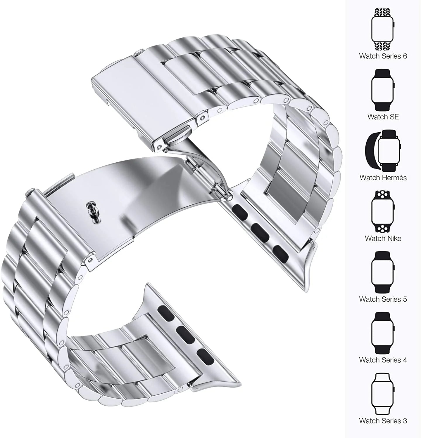 Stainless Steel Metal Strap for Apple Watch - Ultra 49mm, Compatible with Apple Watch Series 6/5/4/3/SE - 45mm, 41mm, 44mm, 42mm, 40mm